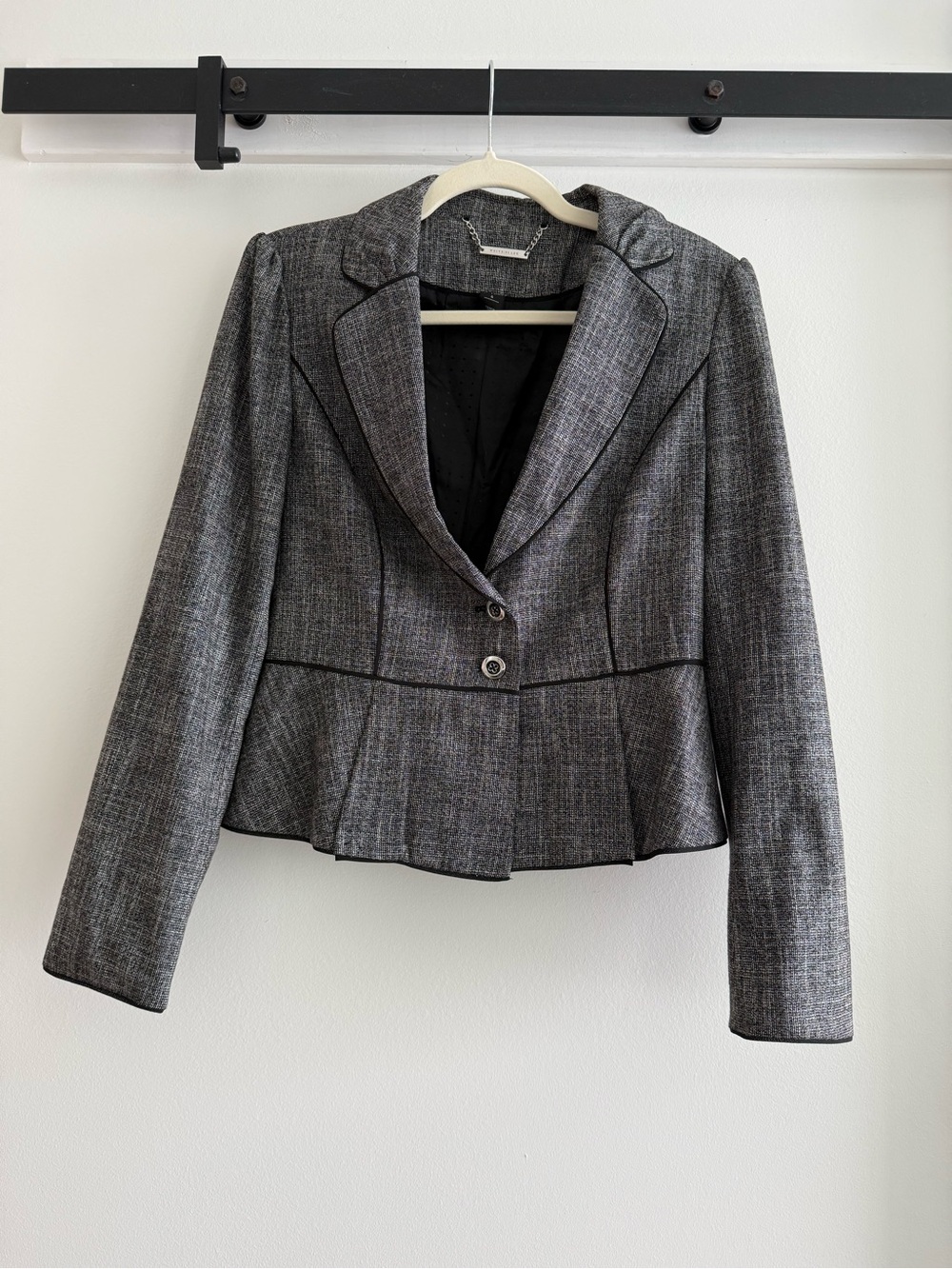 White House Black Market Women's Gray Peplum Blazer - Tailored Two-Button Jacket